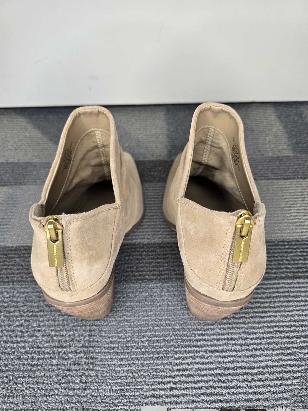 Vince Camuto Ainsley Tan Suede Ankle Booties with Stacked Heel - Picture 3 of 7